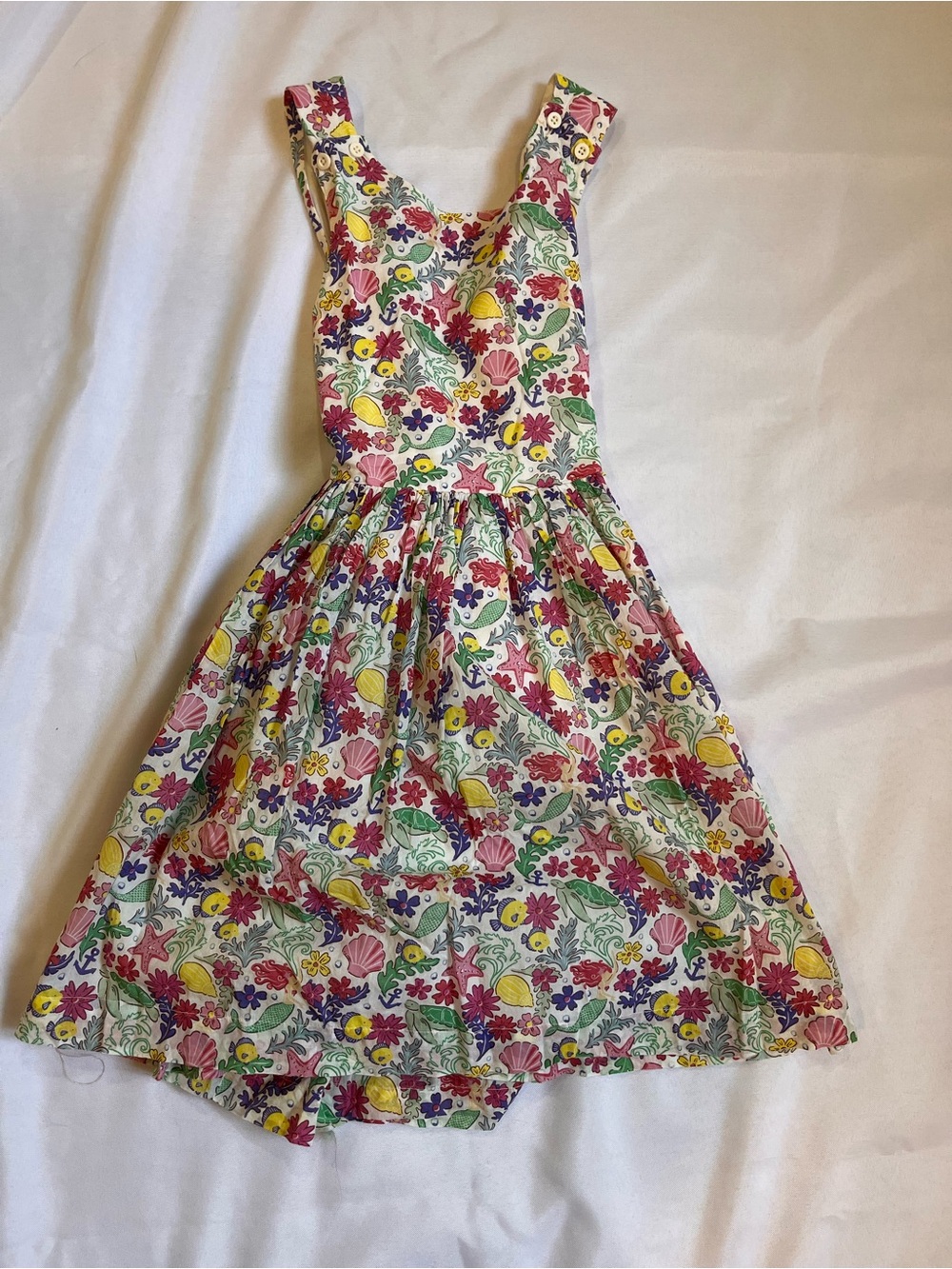 Mini Boden Floral Print Sundress in White, Pink, Yellow, Green, Purple